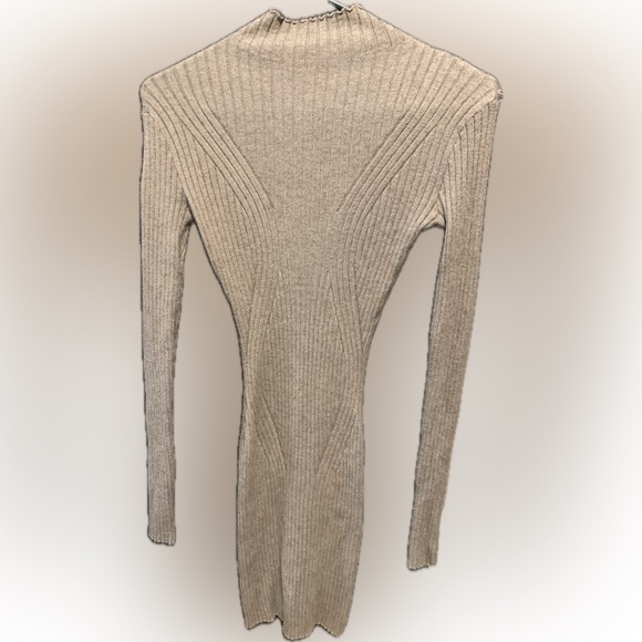 Lulus Snug as Can Be Ribbed Bodycon Sweater Dress Taupe Brown Women’s Size XS - Picture 2 of 5